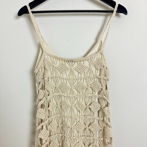 SAACHI Diamond Crochet Knit Cover Up Dress in Ivory Size Small - Picture 8 of 13
